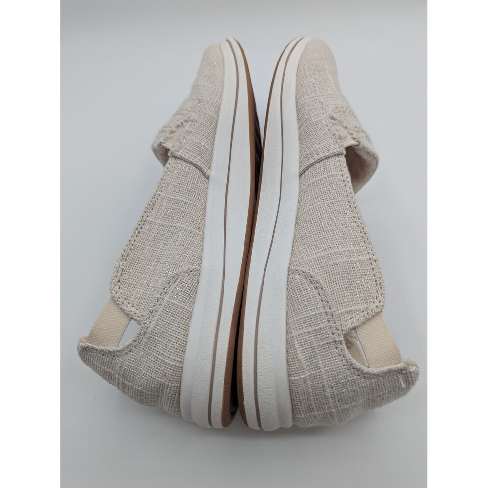 Clarks Cloudsteppers Womens 8.5 M Stone Metallic Textile Slip‎ On Loafers - Picture 7 of 8